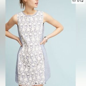 Anthropologie Lili's Closet Blue and White Shift Dress Size Medium MP Coquette